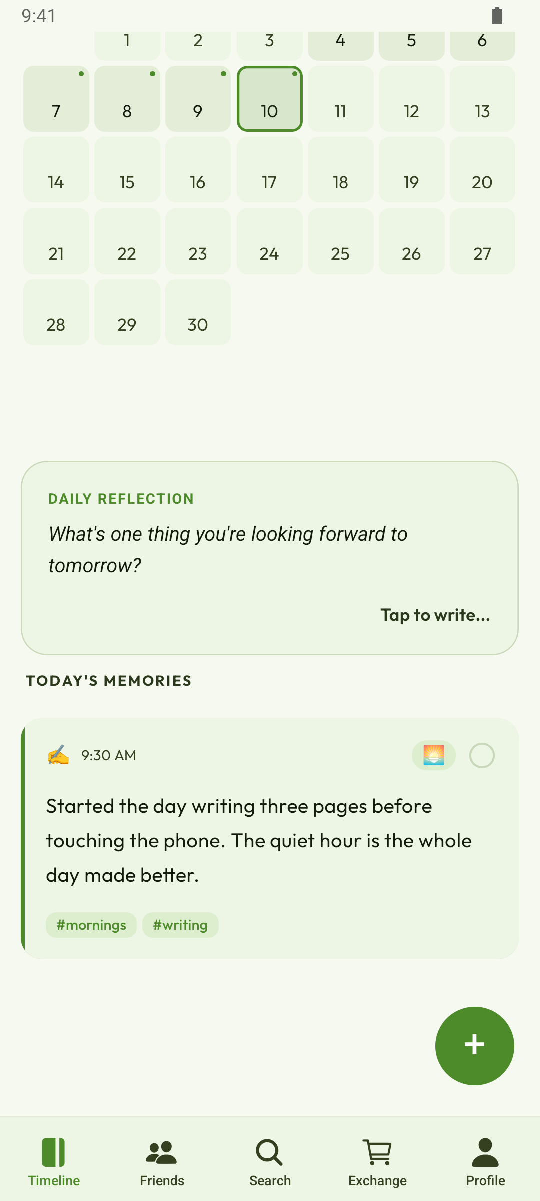 Journal entry with tags